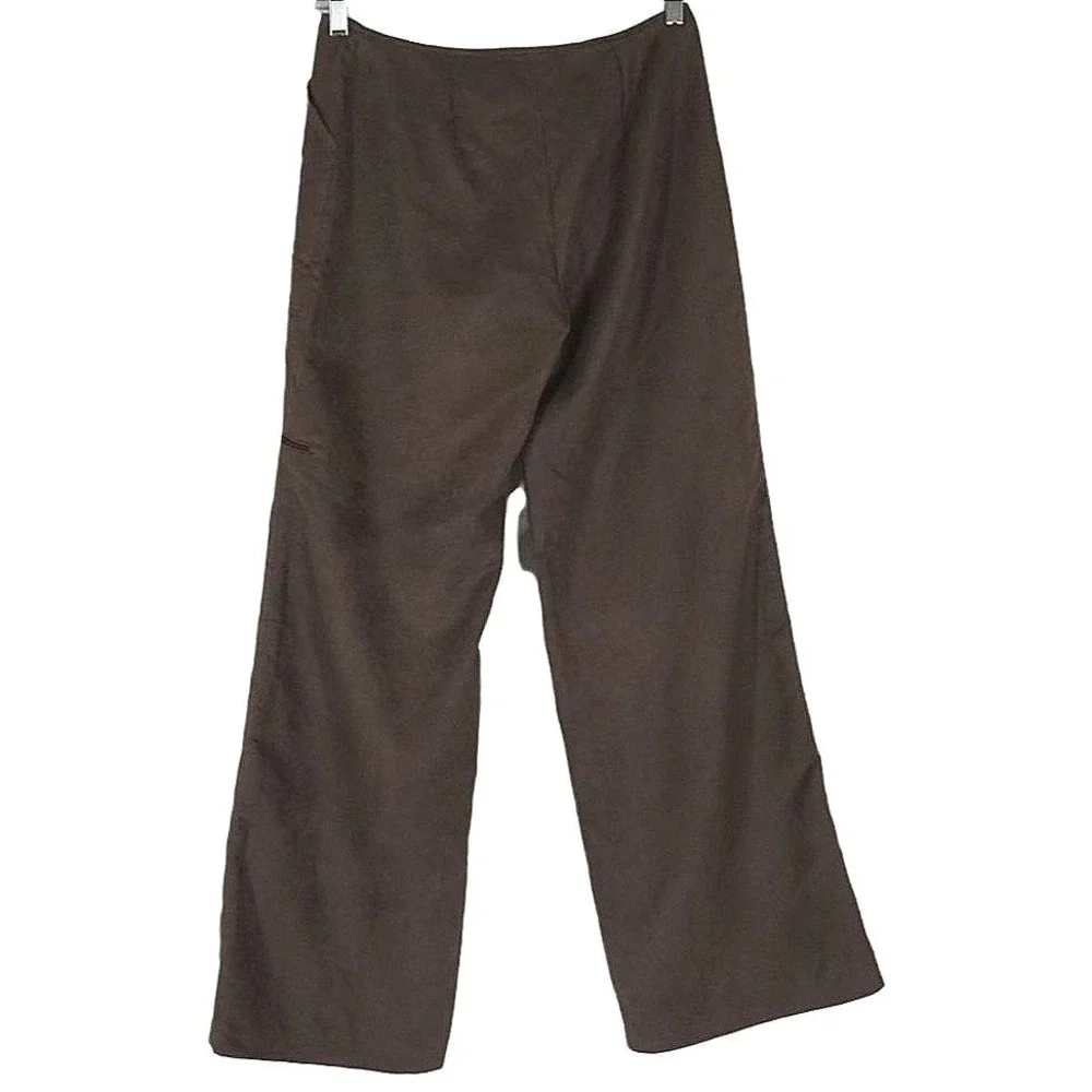 Motivi‎ Cargo Pants Women Size 10 Brown Wide Leg Italian Faux Suede Utility